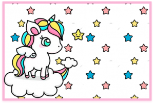 Kit imprimible candy bar Unicornio en Nube para Eventos