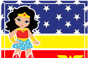 Kit imprimible candy bar Mujer Maravilla Animada para fiestas y cumpleaños alfajores-candy bar MUJER MARAVILLA ANIMADA kit imprimible