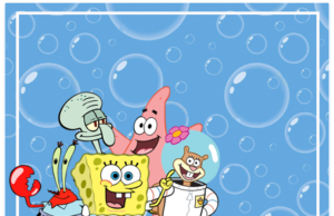 Kit imprimible gratis Bob Esponja candy bar para fiestas y cumpleaños alfajores-candy bar BOB ESPONJA kit imprimible