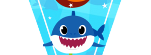 Candy bar BABY SHARK kit imprimible BANDERIN LETRA C