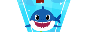 Candy bar BABY SHARK kit imprimible BANDERIN LETRA I