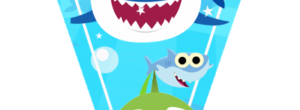 Candy bar BABY SHARK kit imprimible BANDERIN LETRA aaa