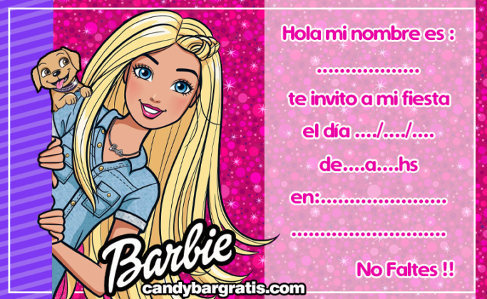 Kit imprimible candy bar Barbie para fiestas y cumpleaños | Candy Bar ...