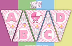 Kit imprimible Banderines Baby Shower Nena para descargar