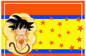 Kit imprimible candy bar Goku Bebé para fiestas y cumpleaños alfajores-candy bar GOKU BEBE kit imprimible
