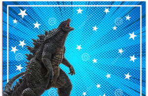 Kit imprimible candy bar Godzilla para fiestas y cumpleaños alfajores-candy bar GOZILLA kit imprimible