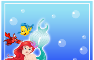 Kit imprimible candy bar Princesa Ariel para fiestas y cumpleaños alfajores-candy bar ARIEL LA SIRENITA kit imprimible
