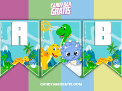 Kit imprimible Banderines Dinosaurios Animados para descargar – Candybargratis