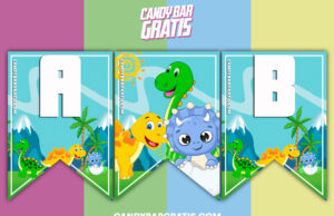 Kit imprimible Banderines Dinosaurios Animados para descargar – Candybargratis