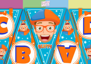 Kit imprimible Banderines Blippi para descargar – Candybargratis