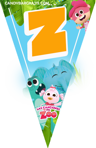 Candy bar CANCIONES DEL ZOO kit imprimible BANDERIN LETRA Z