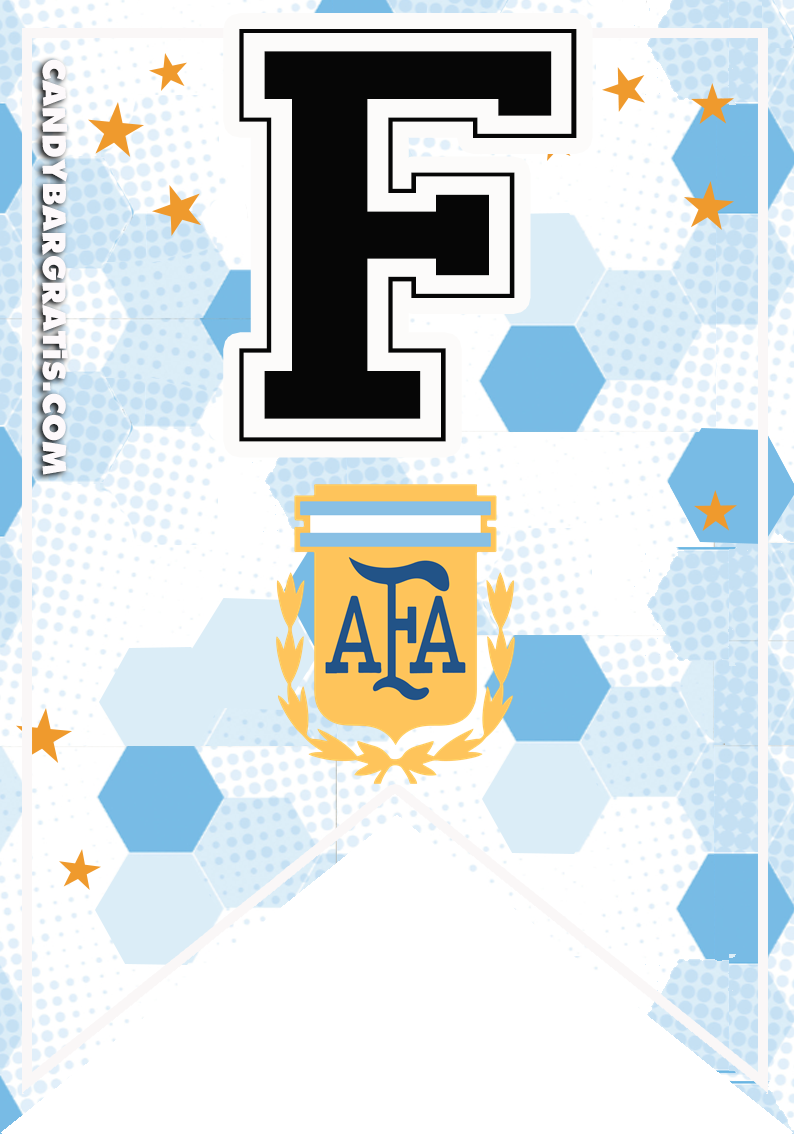 Candy bar SELECCION ARGENTINA 2022 kit imprimible BANDERIN LETRA F