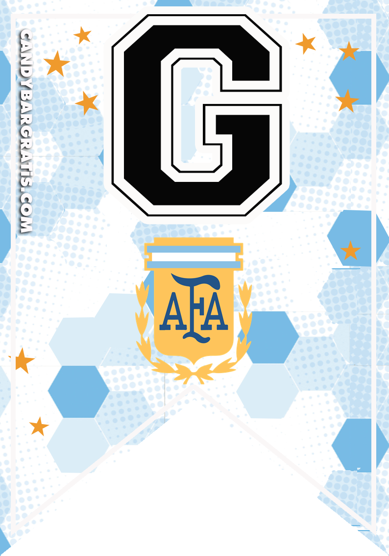 Candy bar SELECCION ARGENTINA 2022 kit imprimible BANDERIN LETRA G