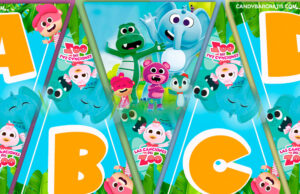 Kit imprimible Banderines Las Canciones del Zoo para descargar