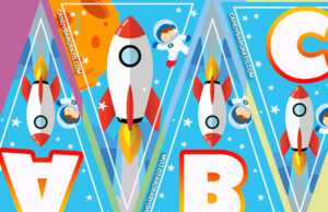 Kit imprimible Banderines Astronauta y Cohete para descargar – Candybargratis