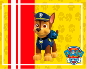 Kit imprimible gratis Paw Patrol (Patrulla Canina) Chase candy bar