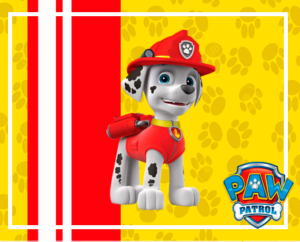 Kit imprimible gratis Paw Patrol (Patrulla Canina) Marshall candy bar