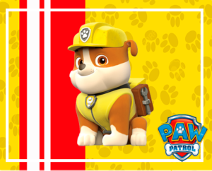 Kit imprimible gratis Paw Patrol (Patrulla Canina) Rubble candy bar