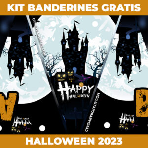 Kit imprimible Banderines Halloween 2023 gratis