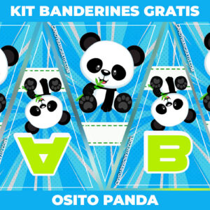 Kit imprimible Banderines Osito Panda gratis