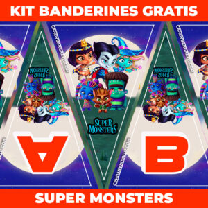 Kit imprimible Banderines Super Monsters gratis