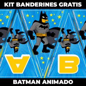 Kit imprimible Banderines Batman Animado gratis