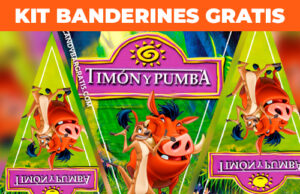 Kit imprimible Banderines Timon y Pumba gratis KIT IMPRIMIBLE GRATIS BANDERINES timon y pumba