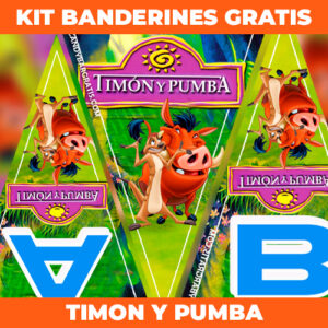 Kit imprimible Banderines Timon y Pumba gratis