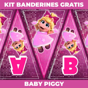 Kit imprimible Banderines Baby Piggy gratis