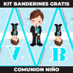 Kit imprimible Banderines Comunion Niño gratis