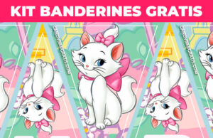 Kit imprimible Banderines Gatita Marie gratis KIT IMPRIMIBLE GRATIS BANDERINES GATITA MARIE
