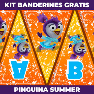 Kit imprimible Banderines Pinguina Summer gratis