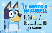 Tarjetita Invitación Bluey kit imprimible Tarjetita Invitación Bluey kit imprimible