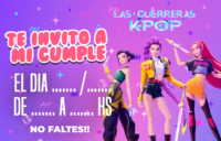 Tarjetita Invitación Las Guerreras K-Pop kit imprimible Tarjetita Invitación Las Guerreras K-Pop kit imprimible