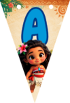 Banderin letra A Baby Moana Banderines imprimible gratis Banderin letra A Baby Moana Banderines imprimible gratis