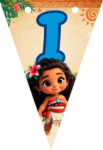 Banderin letra I Baby Moana Banderines imprimible gratis Banderin letra I Baby Moana Banderines imprimible gratis