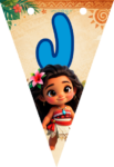 Banderin letra J Baby Moana Banderines imprimible gratis Banderin letra J Baby Moana Banderines imprimible gratis