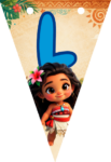 Banderin letra L Baby Moana Banderines imprimible gratis Banderin letra L Baby Moana Banderines imprimible gratis