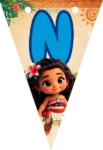 Banderin letra N Baby Moana Banderines imprimible gratis Banderin letra N Baby Moana Banderines imprimible gratis