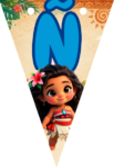 Banderin letra N Baby Moana Banderines imprimible gratis Banderin letra N Baby Moana Banderines imprimible gratis