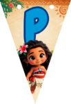 Banderin letra P Baby Moana Banderines imprimible gratis Banderin letra P Baby Moana Banderines imprimible gratis