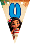 Banderin letra U Baby Moana Banderines imprimible gratis Banderin letra U Baby Moana Banderines imprimible gratis