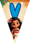 Banderin letra V Baby Moana Banderines imprimible gratis Banderin letra V Baby Moana Banderines imprimible gratis