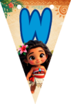 Banderin letra W Baby Moana Banderines imprimible gratis Banderin letra W Baby Moana Banderines imprimible gratis
