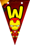 Banderin letra W Baby Iron Man Banderines imprimible gratis Banderin letra W Baby Iron Man Banderines imprimible gratis