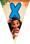 Banderin letra X Baby Moana Banderines imprimible gratis Banderin letra X Baby Moana Banderines imprimible gratis