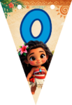 Banderin número 0 Baby Moana Banderines imprimible gratis Banderin número 0 Baby Moana Banderines imprimible gratis