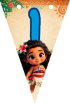 Banderin número 1 Baby Moana Banderines imprimible gratis Banderin número 1 Baby Moana Banderines imprimible gratis