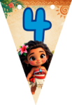 Banderin número 4 Baby Moana Banderines imprimible gratis Banderin número 4 Baby Moana Banderines imprimible gratis
