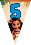 Banderin número 5 Baby Moana Banderines imprimible gratis Banderin número 5 Baby Moana Banderines imprimible gratis